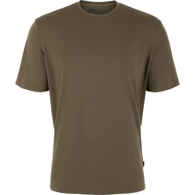 Drake Head Tri-Blend Crew Short Sleeve T-Shirt on mannequin, showcasing tonal logo on chest, designed for comfort and quick-drying performance, ideal for active lifestyles.