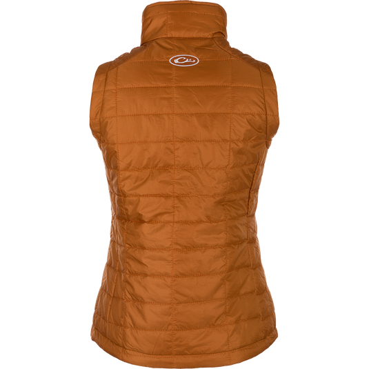 Women's Synthetic Down Pac-Vest - A close-up of a quilted vest with YKK zippered pockets and elastic cuffs. Stay warm and ready for adventure.