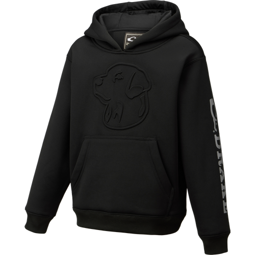 Youth Back Eddy Limited Edition Hoodie featuring a raised Lab head outline on the chest, lettering down one sleeve, kangaroo pocket, and water-resistant finish.