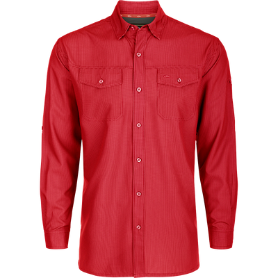 A lightweight, wrinkle-resistant Traveler's Check Shirt L/S with moisture-wicking fabric and two chest pockets with button flaps. Ideal for the man on the go, offering freedom of movement and ultimate comfort.