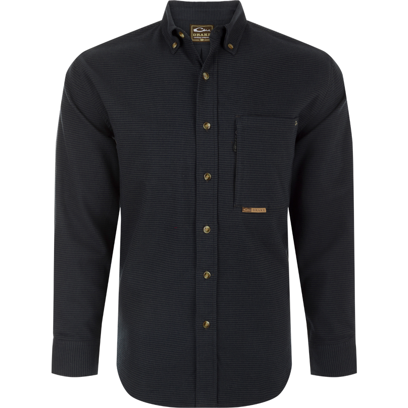Drake Autumn Brushed Twill Houndstooth Long Sleeve Shirt Night Sky Navy / 2XL Drake Autumn Brushed Twill Houndstooth Long Sleeve Shirt Night Sky Navy / 2XL