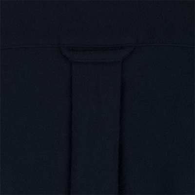 Autumn Brushed Twill Long Sleeve Shirt - A close-up of a black jacket made from 100% brushed cotton twill, featuring a classic button-down collar, back box pleat, and two pockets for extra storage. Lightweight and breathable, perfect for cooler seasons.