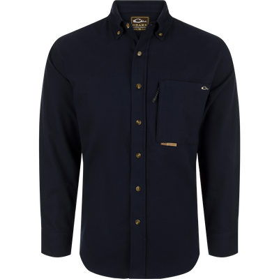 Autumn Brushed Twill Long Sleeve Shirt with button-down collar, back box pleat, and two pockets for extra storage. Lightweight and breathable.