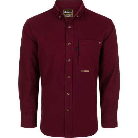 Autumn Brushed Twill Solid Button-Down Long Sleeve Shirt Autumn Brushed Twill Solid Button-Down Long Sleeve Shirt