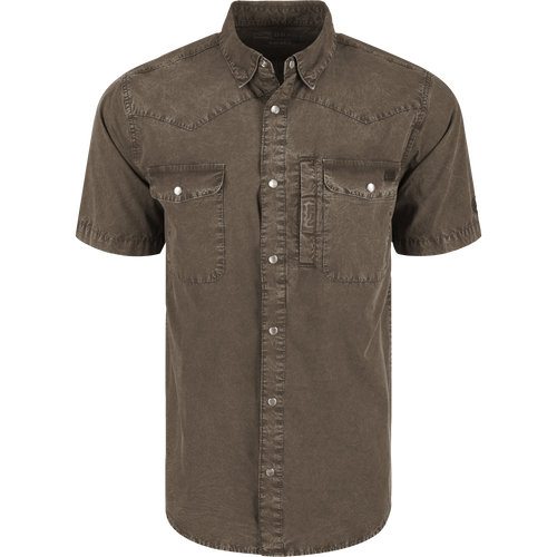 Cinco Ranch Western Acid Washed Short Sleeve Shirt
