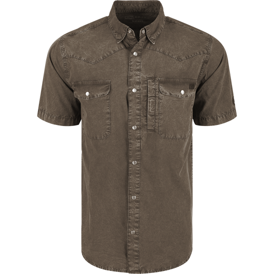 Cinco Ranch Western Acid Washed Short Sleeve Shirt