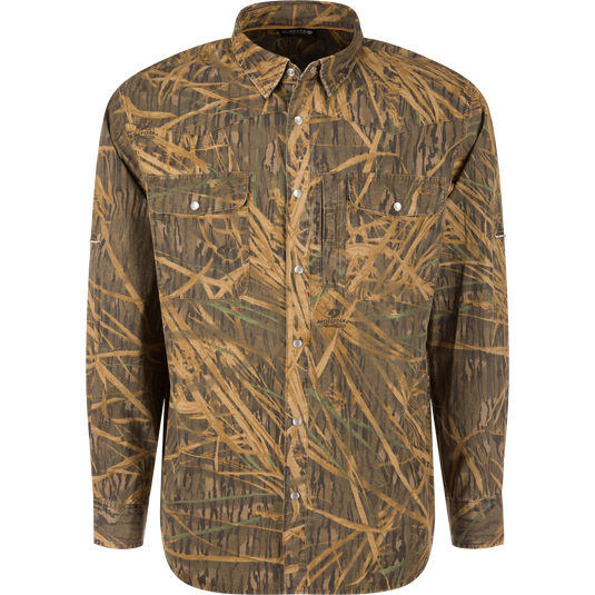 Cinco Ranch Western Solid Acid Wash Long Sleeve Shirt