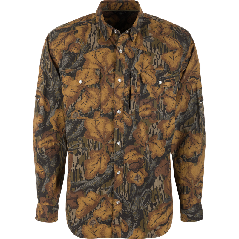 Cinco Ranch Western Solid Acid Wash Long Sleeve Shirt
