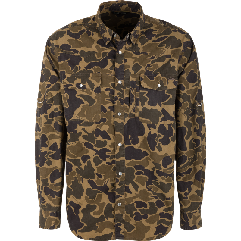 Cinco Ranch Western Solid Acid Wash Long Sleeve Shirt