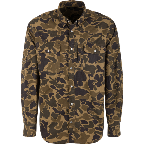 Cinco Ranch Western Solid Acid Wash Long Sleeve Shirt