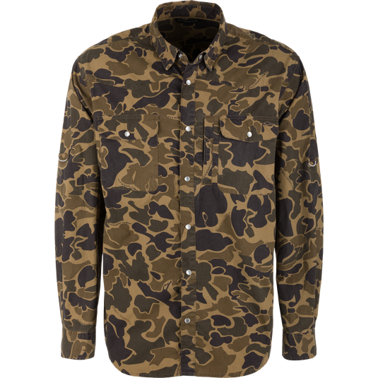 Cinco Ranch Western Solid Acid Wash Long Sleeve Shirt