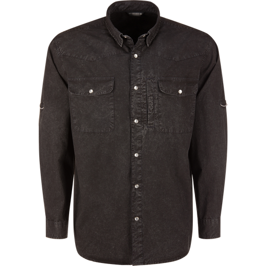 Cinco Ranch Western Solid Acid Wash Long Sleeve Shirt