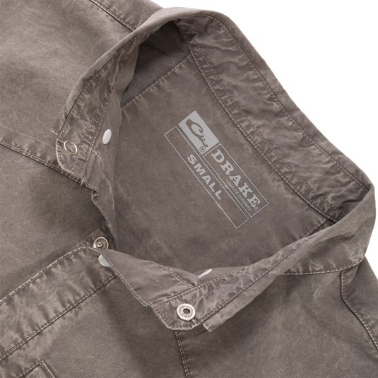 Cinco Ranch Western Solid Acid Wash Long Sleeve Shirt