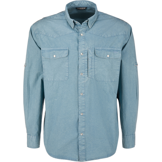 Cinco Ranch Western Solid Acid Wash Long Sleeve Shirt