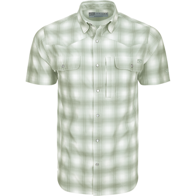 Cinco Ranch Western Plaid Shirt: A lightweight, moisture-wicking shirt with micro-mesh for natural cooling. Features include a hidden button-down collar, vented Western back, and two chest pockets with Magnattach closure. Perfect for hunting, fishing, or casual wear.
