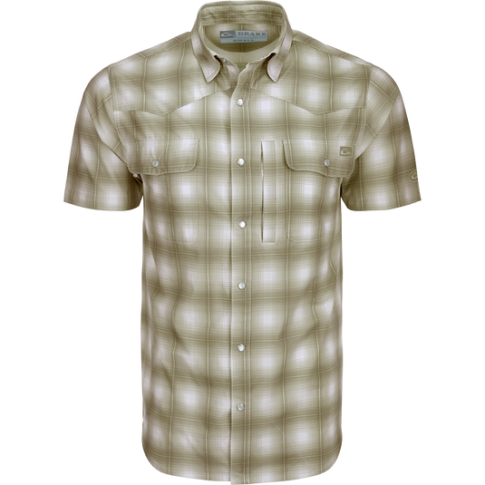 Cinco Ranch Western Plaid Shirt: A lightweight, moisture-wicking shirt with micro-mesh for natural cooling. Features include UPF 30 sun protection, hidden button-down collar, and two chest pockets with Magnattach closure. Perfect for hunting and fishing.