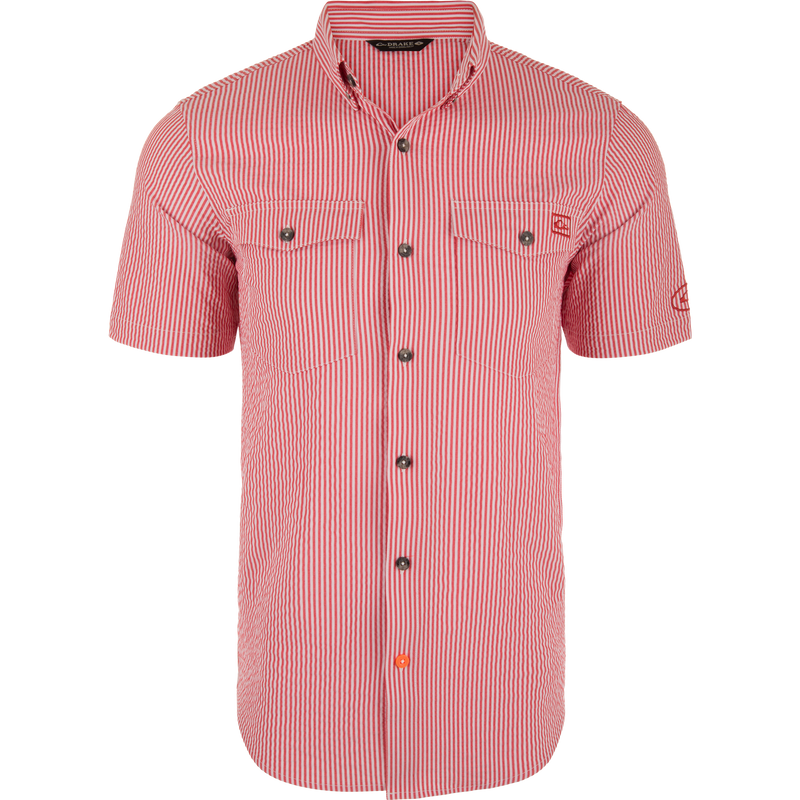 Frat Seersucker Striped Button-Down Short Sleeve Shirt