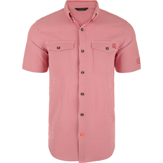 Frat Seersucker Striped Button-Down Short Sleeve Shirt