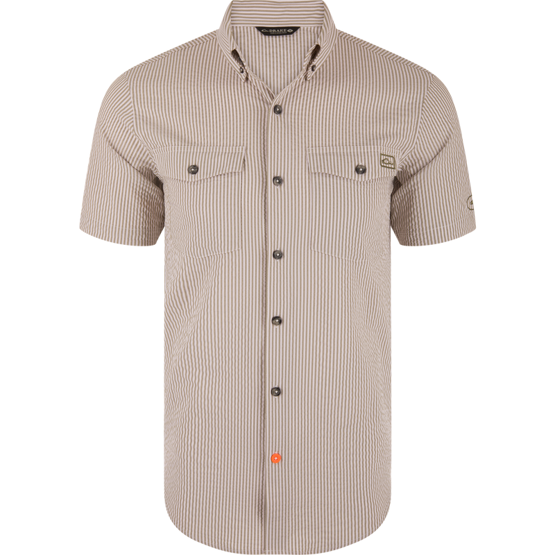 Frat Seersucker Striped Button-Down Short Sleeve Shirt