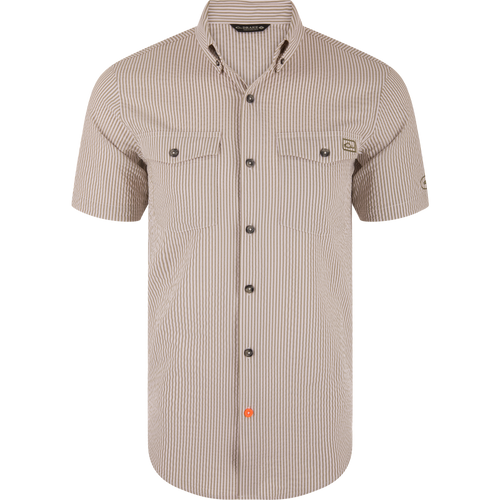 Frat Seersucker Striped Button-Down Short Sleeve Shirt