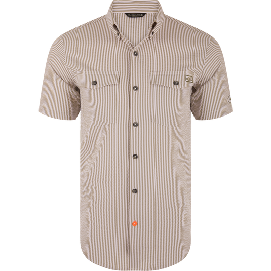 Frat Seersucker Striped Button-Down Short Sleeve Shirt