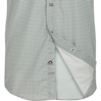 Frat Gingham Check Shirt S/S: A button-up shirt with a pocket, featuring a stylish gingham check pattern on the fabric.