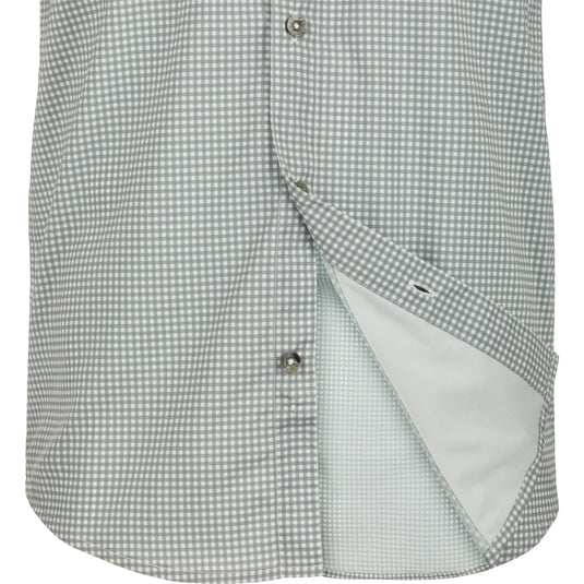 Frat Gingham Check Shirt S/S: A button-up shirt with a pocket, featuring a stylish gingham check pattern on the fabric.