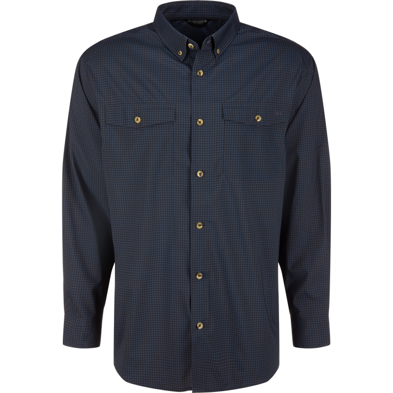 Frat Gingham Check Button-Down Long Sleeve Shirt
