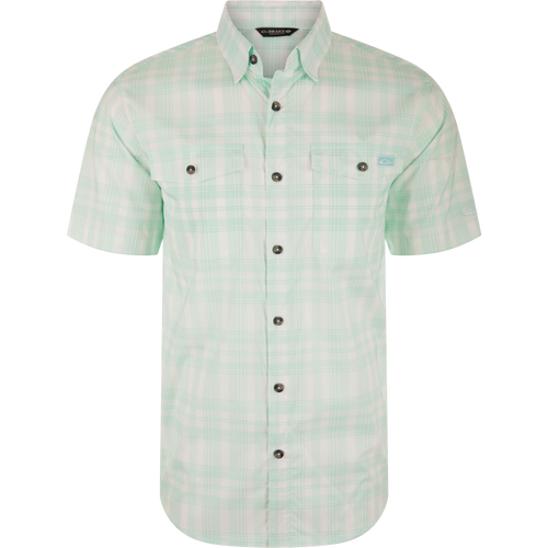 Drake Waterfowl Frat Faded Plaid Short-Sleeve Button-Down Shirt - Beach Glass Drake Waterfowl Frat Faded Plaid Short-Sleeve Button-Down Shirt - Beach Glass