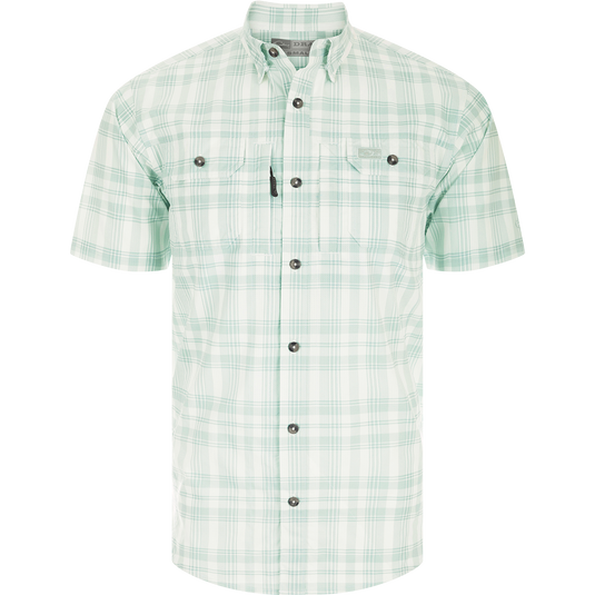 Drake Clothing Co. Short Sleeve Frat Faded-Plaid Woven Shirt - L