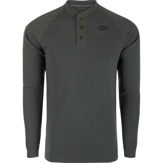 Drake Men's Weston Lakes Waffle Henley Moisture-Wicking Long