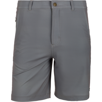 Grayson Creek Short with zip-fly, belt loops, elastic waistband, and secure pockets, designed for versatility and comfort on outdoor adventures.