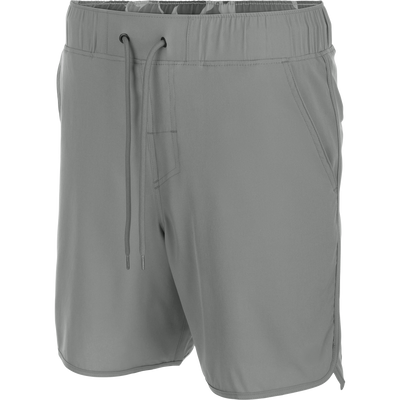 Commando Lined Volley Short 7in with elastic waistband, adjustable drawstring, scalloped hem, built-in liner, and hidden zippered pockets, ideal for versatile outdoor activities.