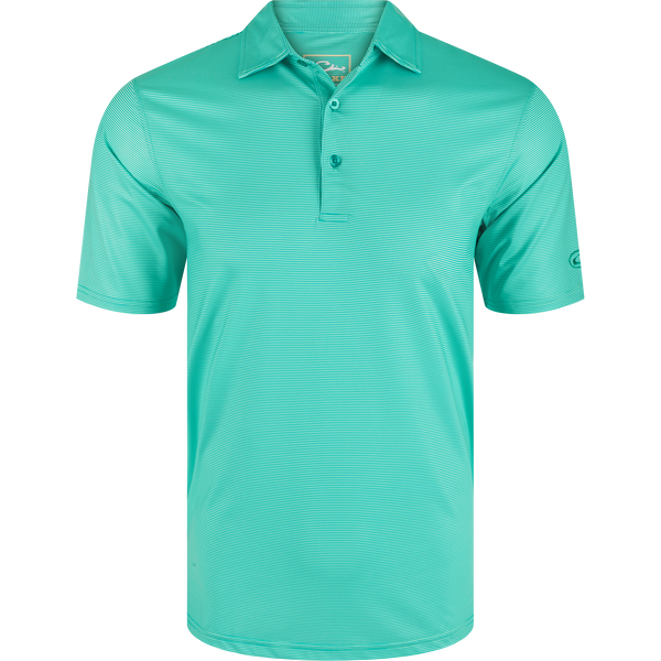 Performance Chalk Striped Polo Shirt - UPF 30 Sun Protection