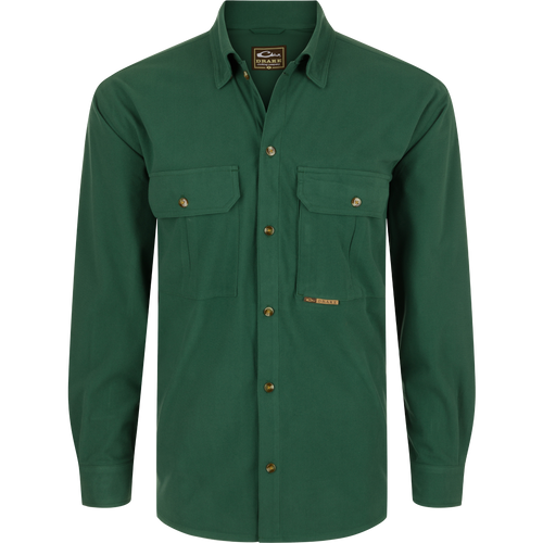 A Three Pocket Micro-Fleece Shirt with button-down collar, two chest pockets, and hidden Magnattach™ pocket. Soft, warm, and breathable for fall and winter. Final Sale.