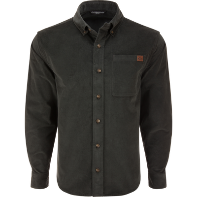 Mid-Wale Corduroy Shirt with button-down collar, chest pocket, and straight cuffs; a casual, stretch-enhanced, wrinkle-resistant shirt from Drake Waterfowl.