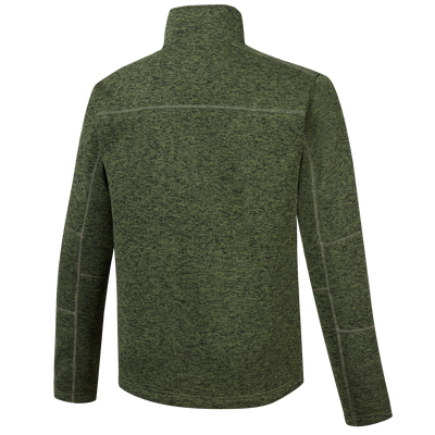 Fall Brake Sweater Fleece Half Zip, showcasing back view with high collar, contrast stitching, and YKK zippered chest pocket, ideal for layering in cold weather.