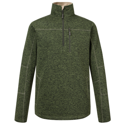 Fall Brake Sweater Fleece Half Zip with stand-up collar, quarter zipper, zippered chest pocket, and two front slash pockets; ideal as outer or mid-layer.