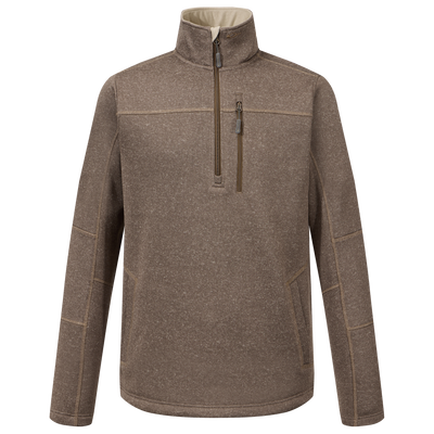 Fall Brake Sweater Fleece Half Zip with stand-up collar, zippered chest pocket, and hand-warmer pockets, ideal for layering during outdoor activities.