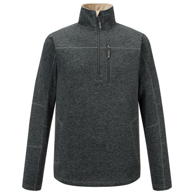 Fall Brake Sweater Fleece Half Zip, featuring a quarter-length zipper, high stand-up collar, zippered chest pocket, and hand-warmer waist pockets, ideal for outdoor or casual wear.
