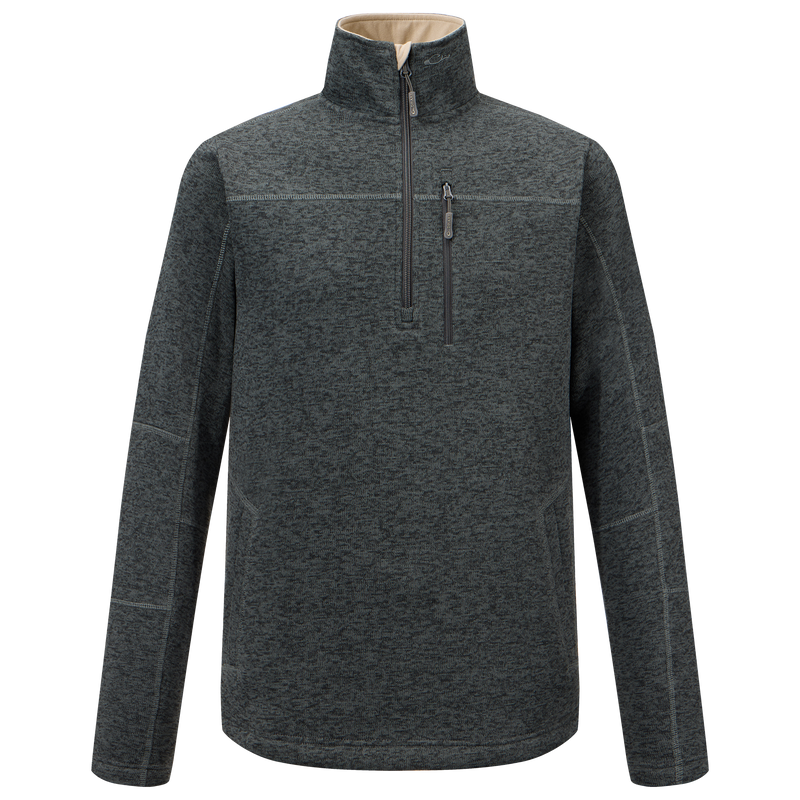 Fall Brake Sweater Fleece Half Zip, featuring a quarter-length zipper, high stand-up collar, zippered chest pocket, and hand-warmer waist pockets, ideal for outdoor or casual wear.