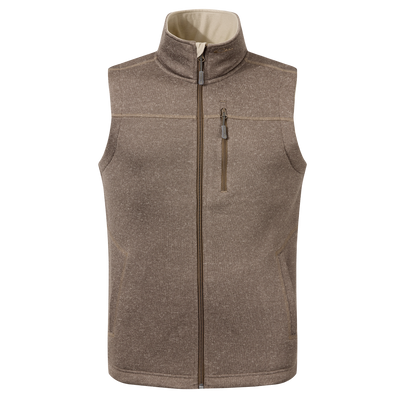 Fall Brake Sweater Fleece Vest with high collar, YKK zip closure, chest and hand-warmer pockets, offering warmth and style for hunting or casual wear.