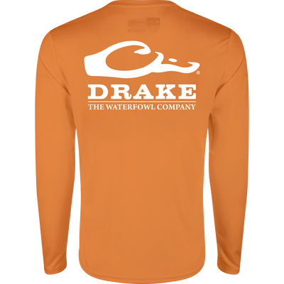Drake Icon Long Sleeve Performance Crew, featuring a lightweight, breathable design with UPF 50 protection, moisture-wicking, and the Drake duck head logo on the chest.