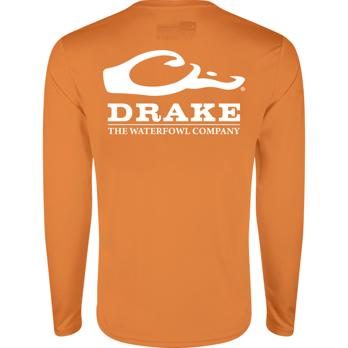 Drake Icon Long Sleeve Performance Crew, featuring a lightweight, breathable design with UPF 50 protection, moisture-wicking, and the Drake duck head logo on the chest.