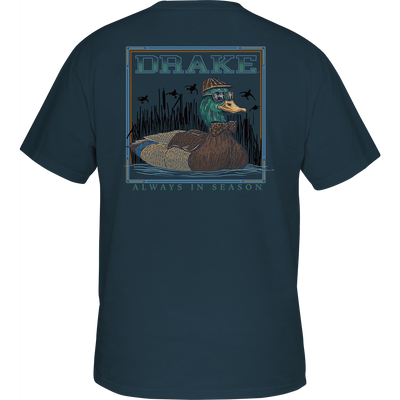 Youth Mallard Bow Tie T-Shirt featuring a Drake logo on front and a stylish Mallard graphic from the Drake Heritage Series, offering comfort with its cotton-polyester blend.