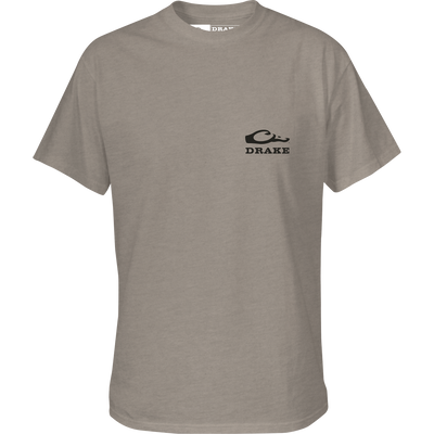 Youth Side X Side T-Shirt featuring the Drake logo on the front and a side-by-side truck graphic on the back, crafted for comfort with a cotton-polyester blend.