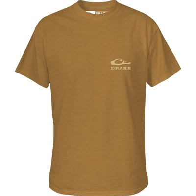 Youth Back Cap Lab T-Shirt featuring Drake logo on left chest, designed for young outdoor enthusiasts, made from a soft 60% cotton/40% polyester blend for comfort.