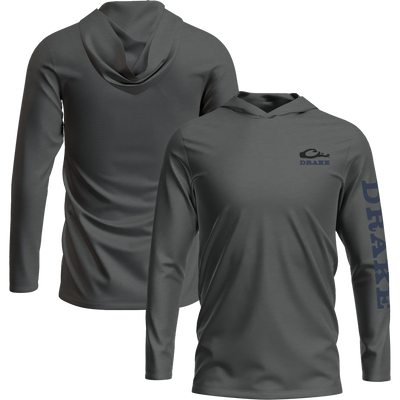 Logo Long Sleeve Hoodie T-Shirt with unconstructed hood, Drake logo on front, and branding down the left sleeve; crafted from a soft cotton-polyester blend.