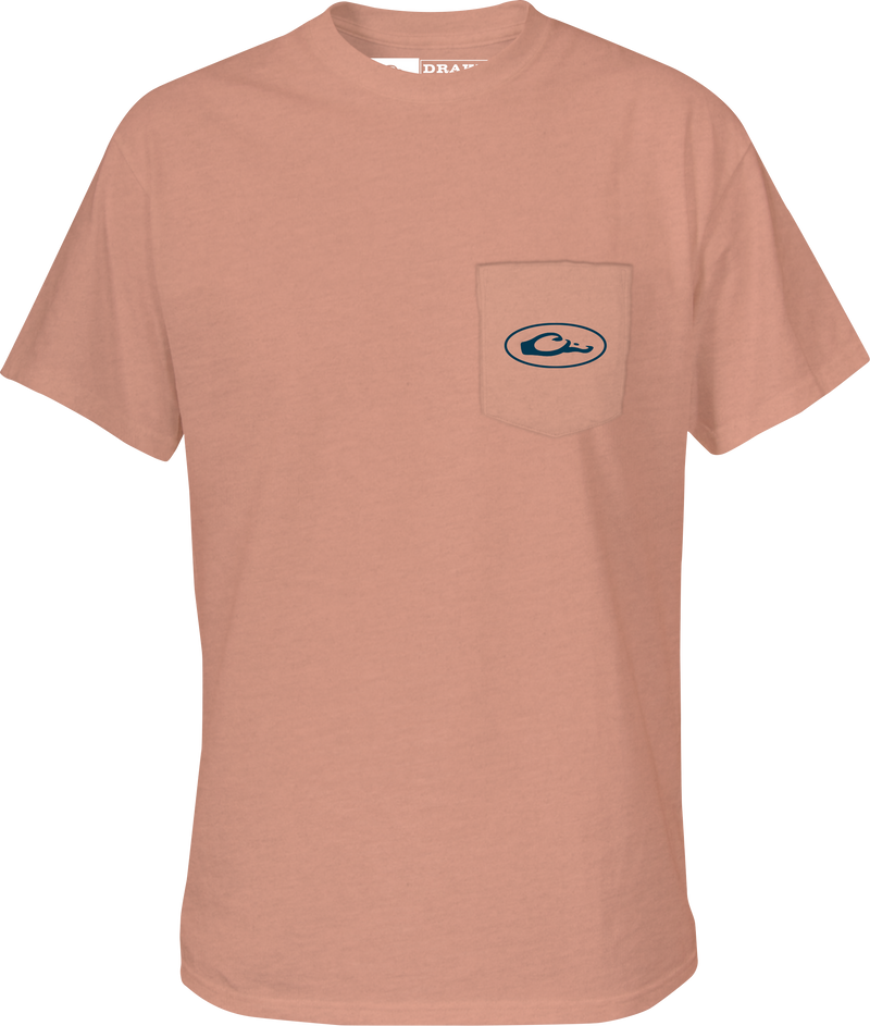 Pop Art Mallard T-Shirt with Drake logo pocket, a pink shirt featuring an abstract Mallard from the Pop Art Series.