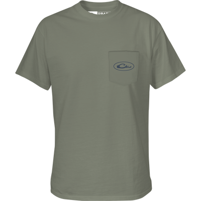 Pop Art Old School Lab T-Shirt with chest pocket and Drake logo.